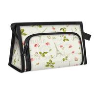 Bolsa de maquillaje de viaje para mujeres y hombres, diseño de la Torre Eiffe, flores, hojas, multiusos, bolsa de lavado, bolsa de aseo para cosméticos, artículos de tocador, organizador de bolsa de
