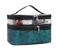 Bolsa de Maquillaje de Viaje Portátil Bolsa de Cosméticos Neceser con Cremallera, Impermeable Doble Capa Organizador de Artículos de Tocador para Mujer y Niña, Verde