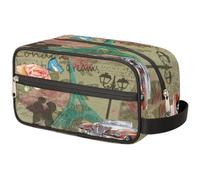Bolsa de maquillaje de viaje romántica vintage de la Torre Eiffel de París para mujeres, hombres, niños, niñas, niños, niñas, niños, bolsa de lavado, neceser organizador de artículos de aseo, color,