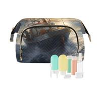 Bolsa de maquillaje de viaje Ship on The Waves of The Storm, bolsas de cosméticos de gran capacidad para mujer, multicolor, Talla única, Informal