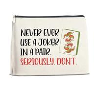 Bolsa de maquillaje divertida de Mahjong Joker, regalos para mujeres, Navidad, cumpleaños, Mahjong, jugadores, amigos, mejores amigas, nunca usarás un Joker en un par de neceser de viaje,