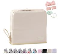Bolsa de Maquillaje Doresty, Standing Makeup Bag Portátil, Gran Capacidad, Multiusos de Tela Oxford Stand Up Makeup Bag, Artículos de Tocador y Papelería con Compartimentos (Beige-B)