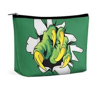 Bolsa de Maquillaje Dragon Beast Claw PU Cuero Impermeable Bolsa de cosméticos para Bolso/Bolsa de Maquillaje/Neceser Paw Tore Papel Verde Bolsa de Maquillaje de Viaje portátil para Mujeres