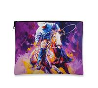 Bolsa de maquillaje ecuestre, colorida bolsa de viaje para mujer, organizador portátil de lona con cremallera, bolsa de aseo para regalo de festival, Con color, 7x9 Inch, Jinete de caballos