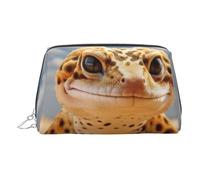 Bolsa de maquillaje elegante con estampado de geco de leopardo y arena para mujer, neceser de viaje para fin de semana, Silver, Talla única, Clásico