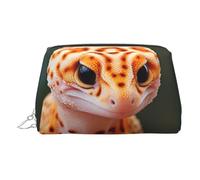 Bolsa de maquillaje elegante con estampado de geco de leopardo y arena para mujer, neceser de viaje para fin de semana, Silver, Talla única, Clásico