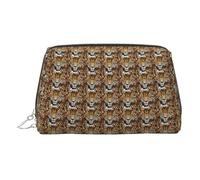 Bolsa de maquillaje elegante con estampado de leopardo animal para mujer, neceser de viaje para fin de semana, Silver, Talla única, Clásico