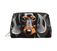 Bolsa de maquillaje elegante con estampado de tres perros salchicha para mujer, bolsa de viaje para fin de semana, neceser de viaje, Gold, Talla única, Clásico