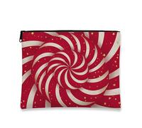 Bolsa de maquillaje en espiral, bolsa de viaje para cosméticos de remolino rojo y blanco para mujer, organizador portátil de lona con cremallera, bolsa de aseo para el cuidado de la piel de vacaciones