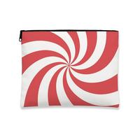 Bolsa de maquillaje en espiral, bolsas de viaje de cosméticos de remolino rojo y blanco para mujer, organizador portátil de lona con cremallera, bolsa de aseo para el cuidado de la piel de vacaciones