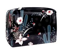 Bolsa de maquillaje espaciosa con cremallera para mujer y niña, diseño de cactus y llamas, Multicolor 09, 18.5x7.5x13cm/7.3x3x5.1in, Estuche de belleza