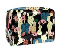 Bolsa de maquillaje espaciosa con cremallera para mujer y niña, diseño de cactus y llamas, Multicolor 05, 18.5x7.5x13cm/7.3x3x5.1in, Estuche de belleza