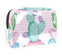 Bolsa de maquillaje espaciosa con cremallera para mujer y niña, diseño de cactus y llamas, Multicolor 03, 18.5x7.5x13cm/7.3x3x5.1in, Estuche de belleza