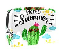 Bolsa de maquillaje espaciosa con cremallera para mujer y niña, diseño de cactus y llamas, Multicolor 10, 18.5x7.5x13cm/7.3x3x5.1in, Estuche de belleza