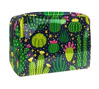 Bolsa de maquillaje espaciosa con cremallera para mujer y niña, diseño de cactus y llamas, Multicolor 04, 18.5x7.5x13cm/7.3x3x5.1in, Estuche de belleza