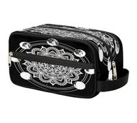 Bolsa de maquillaje étnica con diseño de mandala y flores de cachemira para mujeres, hombres, niños, niñas, niños, bolsa de lavado, bolsa de viaje, artículos de aseo personal, organizador de