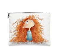 Bolsa de maquillaje fantástica, bonita ilustración de niña con rizos, bolsa de cosméticos de viaje para niñas, organizador portátil con cremallera para uso diario, regalo divertido para primavera