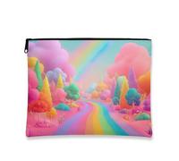 Bolsa de maquillaje fantástica, colorida bolsa de viaje de cosméticos de fantasía arcoíris para mujer, organizador portátil de lona con cremallera, regalo para festivales y vacaciones, Melocotón, 7x9