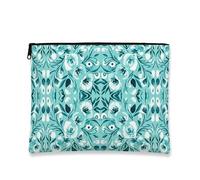 Bolsa de maquillaje floral aguamarina, elegante bolsa de viaje para mujeres, organizador portátil de lona con cremallera, bolsa de aseo para el cuidado de la piel de primavera, Aqua, 7x9 Inch, Floral