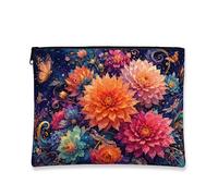 Bolsa de maquillaje floral, bolsa de viaje artística vintage para mujer, organizador portátil de lona con cremallera, perfecto para escapadas de verano, Varios colores, 7x9 Inch, Floral