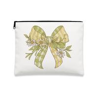 Bolsa de maquillaje floral, bolsa de viaje vintage de margaritas de cinta verde para mujer, organizador portátil de lona con cremallera, regalo de Pascua, bolsa de aseo para el cuidado de la piel