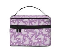Bolsa de maquillaje floral con mariposas moradas, bonitas bolsas de cosméticos para mujer, bolsa de aseo personal, bolsa organizadora de maquillaje de viaje grande