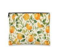 Bolsa de maquillaje floral de frutas, bolsa de viaje vintage de flores de naranja para mujer, organizador portátil de lona con cremallera, bolsa de aseo para el cuidado de la piel de primavera, Orange