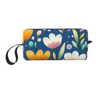 Bolsa de maquillaje floral de margaritas coloridas, resistente al agua, organizador de artículos de aseo de viaje para mujeres y hombres, bolsa de almacenamiento de cosméticos de tulipán de primavera