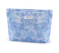 Bolsa de maquillaje floral, elegantes bolsas de cosméticos para mujeres y niñas, bolsas de belleza con cremallera para viajes, versátil, Bule, Estampado floral, con cremallera