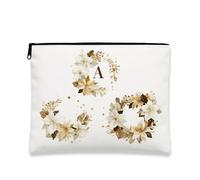 Bolsa de maquillaje floral, flores blancas, bolsa de viaje para cosméticos, bolsa de viaje para mujer, portátil de lona pequeña con cremallera, bolsa de aseo para el cuidado de la piel de primavera