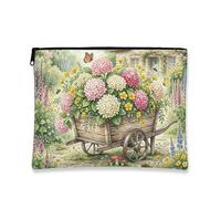 Bolsa de maquillaje floral, melocotón, hortensia, clásico, fantásticas, bolsas de viaje para mujeres, bolsa portátil de lona pequeña con cierre, organizador de bolsa de aseo para el cuidado de la piel