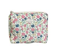 Bolsa de maquillaje floral para mujer, estilo vintage Y2K, con cremallera, para viajes, para niñas, Pink, M