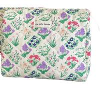 Bolsa de maquillaje floral para mujer, estilo vintage Y2K, con cremallera, para viajes, para niñas, Purple, M