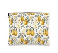 Bolsa de maquillaje floral vintage, bolsa de viaje de cosméticos de peras amarillas para mujer, organizador portátil de lona con cremallera, bolsa de aseo para el cuidado de la piel de primavera
