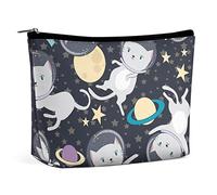 Bolsa de Maquillaje Fun Cat Astronaut PU Cuero Impermeable Bolsa de cosméticos para Bolso/Bolsa de Maquillaje/Neceser Espacio Dibujos Animados portátil Bolsa de Maquillaje de Viaje para Mujeres