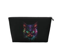 Bolsa de maquillaje futurista de gato guerrero, bolsas de cosméticos, bolsa de aseo de viaje, bolsa de maquillaje para mujeres, bolsa de maquillaje de cuero, bonita bolsa de maquillaje, Plateado