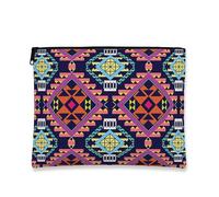 Bolsa de maquillaje geométrica vintage, colorida bolsa de viaje tribal para mujer, organizador portátil de lona con cremallera, Varios colores, 7x9 Inch, Bolsa