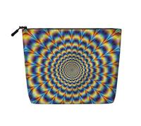 Bolsa de maquillaje GIF con ilusión óptica en espiral, gran capacidad, cáñamo falso, portátil, con cremallera, resistente al agua