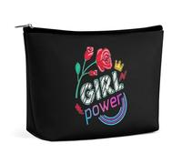 Bolsa de Maquillaje Girls Power Rose, Bolsa de Viaje portátil para cosméticos, Bolsa Grande con Cremallera, Bolsa organizadora de Cuero de PU, Bolsa de artículos de tocador, Estilo, 202403273