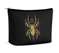 Bolsa de Maquillaje Golden Spider, Bolsa de Viaje portátil para cosméticos, Bolsa Grande con Cremallera, Bolsa organizadora de Cuero PU, Bolsa de artículos de tocador