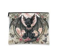Bolsa de maquillaje gótica, diseño de dragón negro, vintage, bolsa de viaje para mujer, bolsa portátil de lona con cremallera, organizador de artículos de aseo para el cuidado de la piel de Halloween