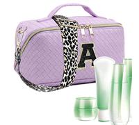 Bolsa de maquillaje grande, bolsa de aseo de viaje para mujer | Bolsa cosmética impermeable de gran capacidad | Neceser multiusos para mamá, dama de , amiga, hermana, esposos, morado, Se référer