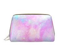 Bolsa de Maquillaje Grande, Bolsa de cosméticos de Cuero, Bolsa organizadora de artículos de tocador de Viaje, Bolsa de Maquillaje, Galaxia Jaspeada Rosa Púrpura