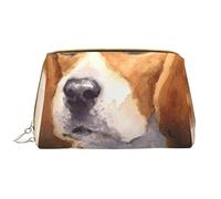 Bolsa de Maquillaje Grande, Bolsa de cosméticos de Cuero, Bolsa organizadora de artículos de tocador de Viaje, Bolsa de Maquillaje, Cabeza de Beagle Acuarela