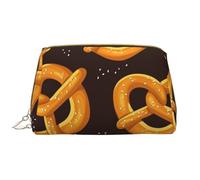 Bolsa de Maquillaje Grande, Bolsa de cosméticos de Cuero, Bolsa organizadora de artículos de tocador de Viaje, Bolsa de Maquillaje, Pretzels de Dibujos Animados