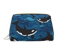 Bolsa de Maquillaje Grande, Bolsa de cosméticos de Cuero, Bolsa organizadora de artículos de tocador de Viaje, Bolsa de Maquillaje, Orcas del océano