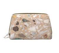 Bolsa de Maquillaje Grande, Bolsa de cosméticos de Cuero, Bolsa organizadora de artículos de tocador de Viaje, Bolsa de Maquillaje, Piedra Natural Terrazo