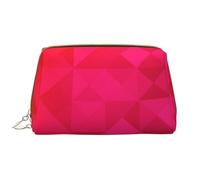 Bolsa de Maquillaje Grande, Bolsa de cosméticos de Cuero, Bolsa organizadora de artículos de tocador de Viaje, Bolsa de Maquillaje, Fucsia Triángulo Geométrico