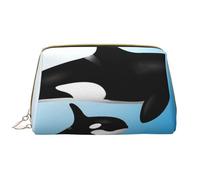 Bolsa de Maquillaje Grande, Bolsa de cosméticos de Cuero, Bolsa organizadora de artículos de tocador de Viaje, Bolsa de Maquillaje, Orcas