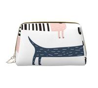 Bolsa de Maquillaje Grande, Bolsa de cosméticos de Cuero, Bolsa organizadora de artículos de tocador de Viaje, Bolsa de Maquillaje, Lindo Perro Salchicha Azul Marino